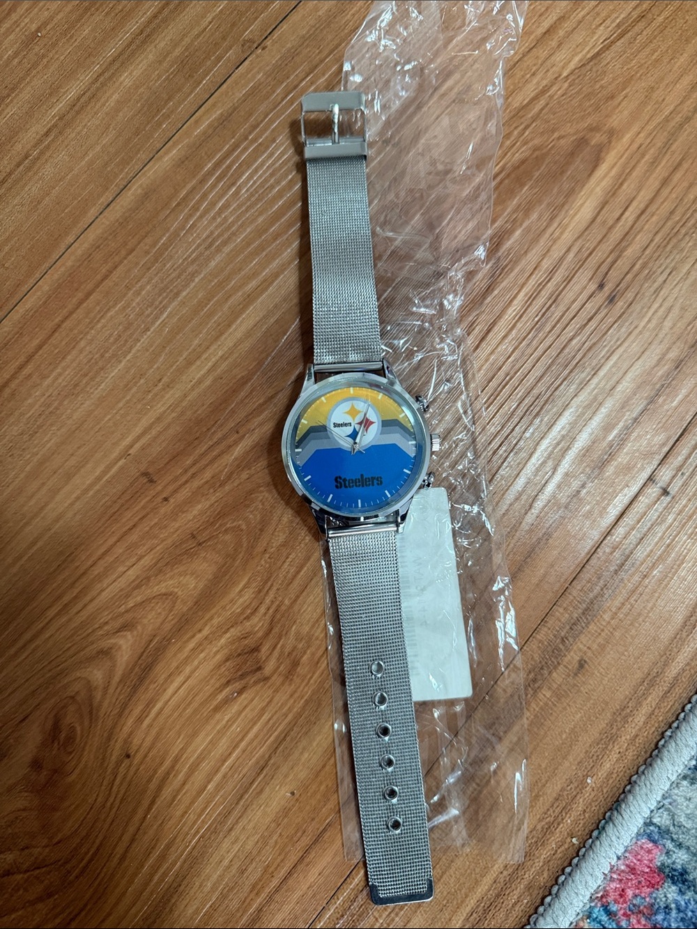 Pittsburgh Steelers Stainless Mesh Strap Watch - Blue & Yellow Face